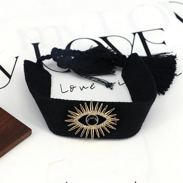 Vintage Style Devil'S Eye Zircon Cloth Copper Wholesale Bracelets