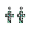 Vintage Style Ethnic Style Cross Pu Leather Alloy Plating Inlay Turquoise Silver Plated Women's Drop Earrings