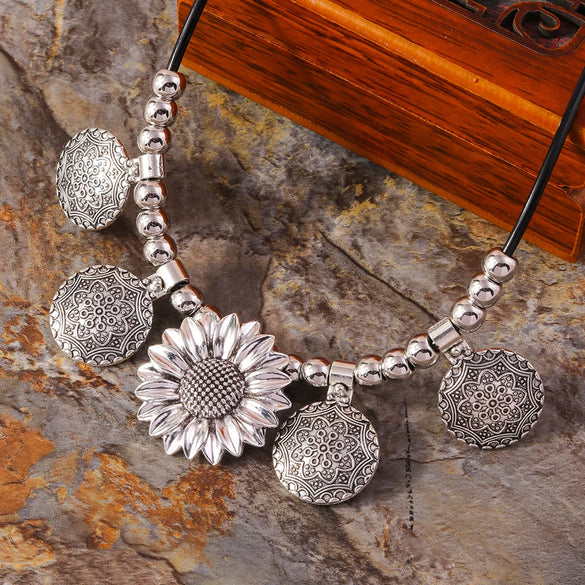 Vintage Style Ethnic Style Flower Zinc Alloy Wholesale Pendant Necklace