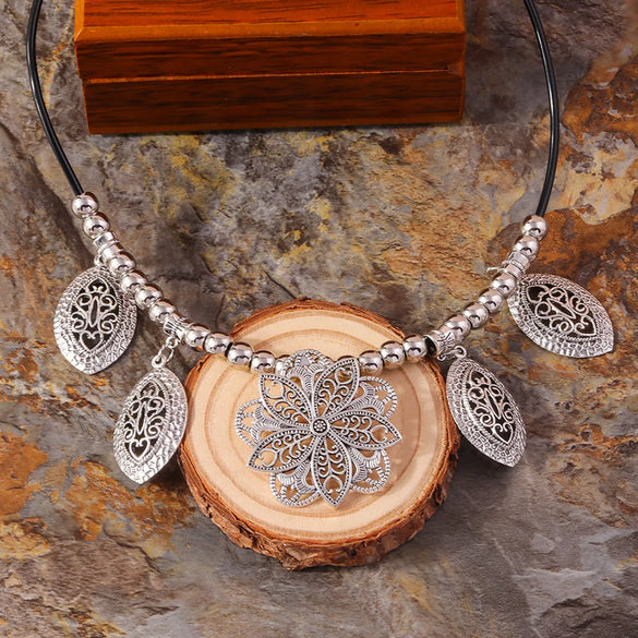 Vintage Style Ethnic Style Flower Zinc Alloy Wholesale Pendant Necklace