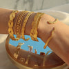 Vintage Style Exaggerated Round Feather Titanium Steel Irregular Hollow Out 18k Gold Plated Bangle