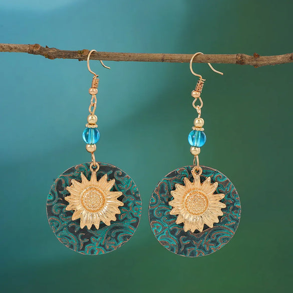 1 Pair Vintage Style Flower Plating Alloy 14k Gold Plated Dangling Earrings