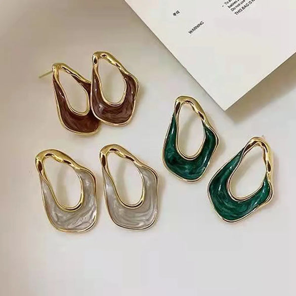 Vintage Style Geometric Enamel Alloy Earrings