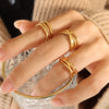 Vintage Style Geometric Titanium Steel Plating 18k Gold Plated Open Ring