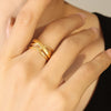 Vintage Style Geometric Titanium Steel Plating 18k Gold Plated Open Ring