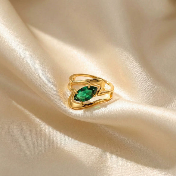Vintage Style Geometric Zircon Electroplated Diamond Shaped Ring For Women
