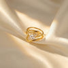 Vintage Style Geometric Zircon Electroplated Diamond Shaped Ring For Women