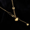 Vintage Style Heart Shape Stainless Steel Layered Necklaces Splicing Gold Plated Stainless Steel Necklaces