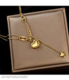 Vintage Style Heart Shape Stainless Steel Layered Necklaces Splicing Gold Plated Stainless Steel Necklaces