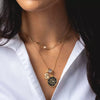 Vintage Style Heart Shaped Titanium Steel Nautical Coin Necklace For Women Set With Diamonds And Mixed Gemstones
