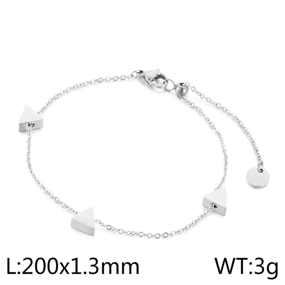 Vintage Style Lady Triangle Geometric Titanium Steel 18K Gold Plated Rhinestones Bracelets In Bulk