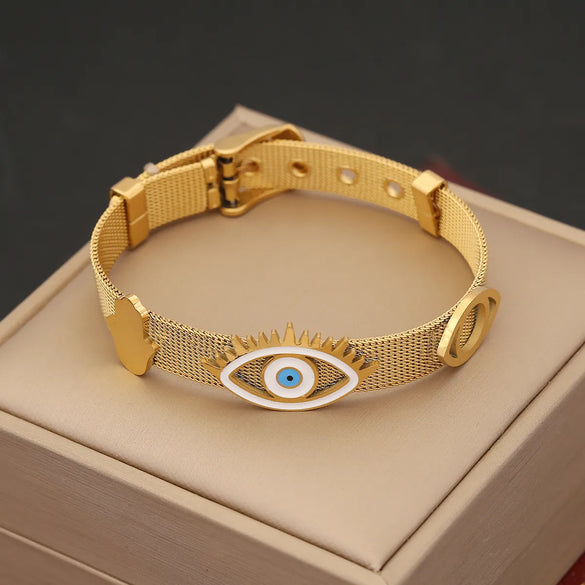Vintage Style Luxurious Devil's Eye Stainless Steel Enamel Bangle