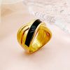 Vintage Style Modern Style Commute Lines Stainless Steel Metal Enamel Plating Hollow Out Gold Plated Unisex Rings
