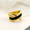 Vintage Style Modern Style Commute Lines Stainless Steel Metal Enamel Plating Hollow Out Gold Plated Unisex Rings