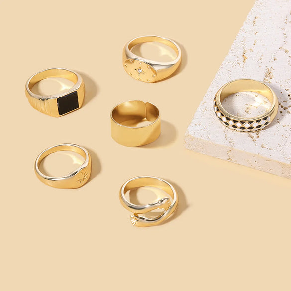 Vintage Style Roman Style Round Alloy Enamel Women's Rings