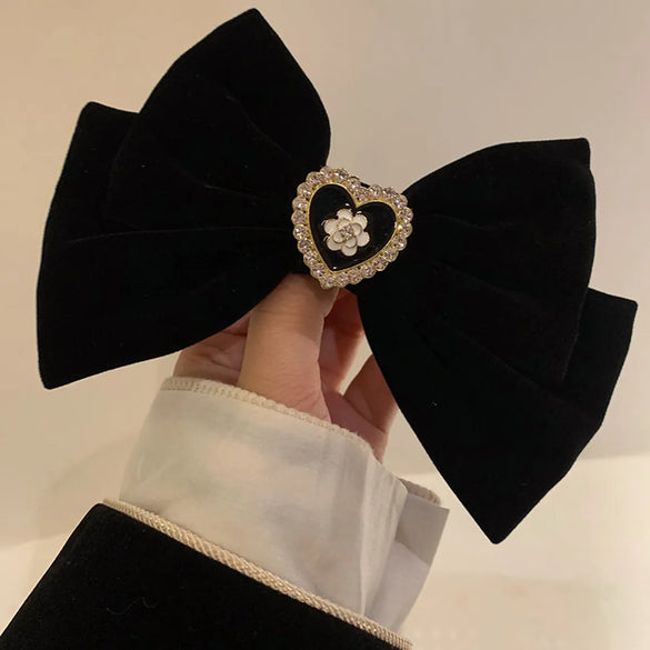 Vintage Style Rose Alloy Bowknot Artificial Pearls Hair Clip