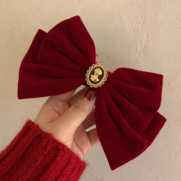 Vintage Style Rose Alloy Bowknot Artificial Pearls Hair Clip