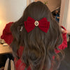 Vintage Style Rose Alloy Bowknot Artificial Pearls Hair Clip