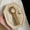 Vintage Style Round Diamond Dial Quartz Watch For Women With Stainless Steel Case And Buckle