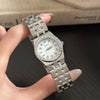 Vintage Style Round Diamond Dial Quartz Watch For Women With Stainless Steel Case And Buckle