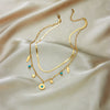 Vintage Style Round Stainless Steel Layered Necklaces Gold Plated Stainless Steel Necklaces