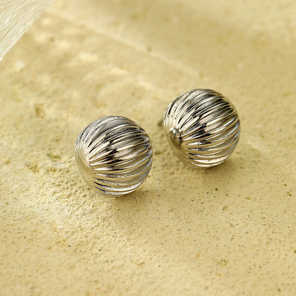 Vintage Style Round Striped Stainless Steel Electroplated Earrings For Women