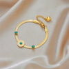 Vintage Style Round 304 Stainless Steel 18K Gold Plated Resin Bracelets In Bulk