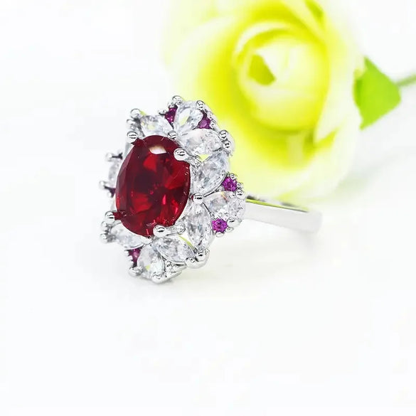 Vintage Style Shiny Water Droplets Rhombus Copper Inlay Zircon Rings