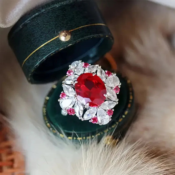 Vintage Style Shiny Water Droplets Rhombus Copper Inlay Zircon Rings