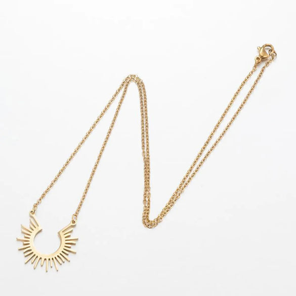 Vintage Style Simple Style Classic Style Sun Stainless Steel Plating 18k Gold Plated Pendant Necklace