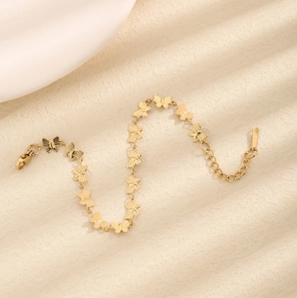 Vintage Style Simple Style Roman Numeral Butterfly 304 Stainless Steel Bracelets In Bulk