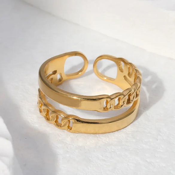 Wholesale Jewelry Vintage Style Simple Style Roman Style Irregular 304 Stainless Steel 18K Gold Plated Open Rings