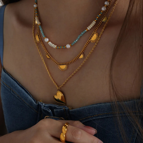 Vintage Style Simple Style Sun Titanium Steel Plating 18k Gold Plated Necklace