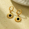 Vintage Style Stainless Steel Women's Earrings With Sunflower Inlaid With Natural Stone And Electroplating Treatment