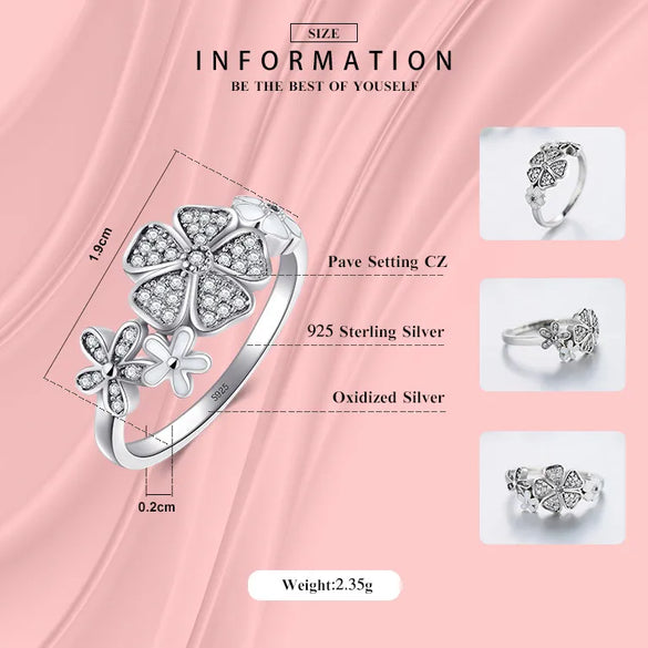 Vintage Style Sweet Flower Sterling Silver Plating Inlay Zircon Thai Silver Rings