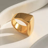 Vintage Style Thick Stainless Steel Ring With Wavy Quadrilateral Geometric Design Goldplated Women's Jewelry