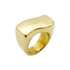 Vintage Style Thick Stainless Steel Ring With Wavy Quadrilateral Geometric Design Goldplated Women's Jewelry