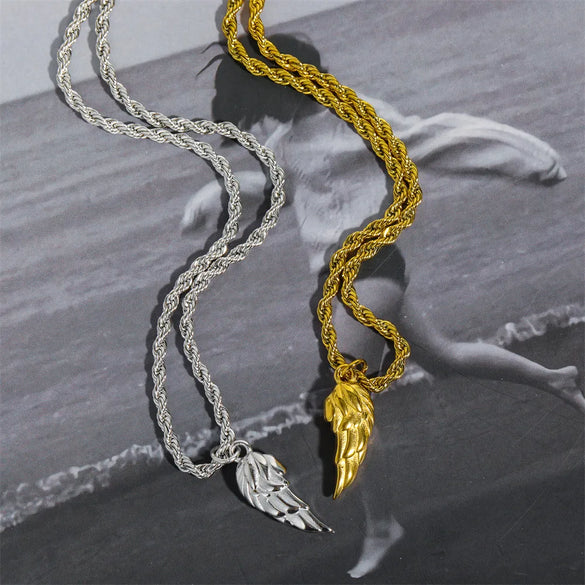 Vintage Style Wings 201 Stainless Steel 304 Stainless Steel Plating Gold Plated Women'S Pendant Necklace