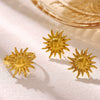 Vintage Sunflower Open Ring For Women Goldplated Titanium Steel Jewelry With Adjustable Design And Vacuum Electroplated Finish