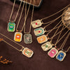 Vintage Tarot Necklace Copper Mixed Gemstone Inlay Diamond Design
