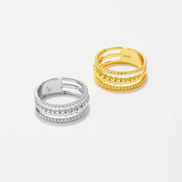 Vintage Trendy Hiphop Copper Ring With Geometric Design For Men And Women Electroplated With Platinum And 18K Gold