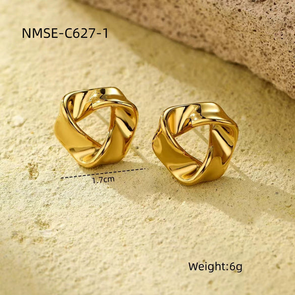 Vintage Triangle Knot Twisted Mini Women's Stainless Steel Electroplated Earrings