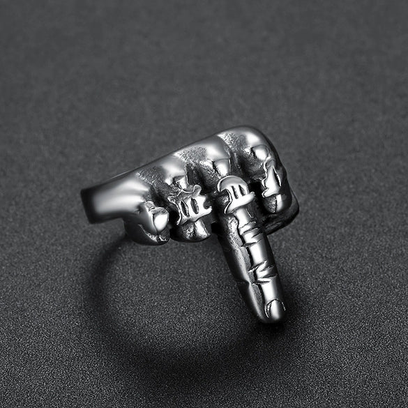 Vintage Unisex Finger Ring Stainless Steel Letter Pattern With Oil Applied