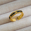 Vintage Unisex Punk Style French Stainless Steel Ring 18K Gold Plated With Microinlaid Oval Lava And U Shape Geometric Pattern