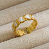 Vintage Unisex Punk Style French Stainless Steel Ring 18K Gold Plated With Microinlaid Oval Lava And U Shape Geometric Pattern