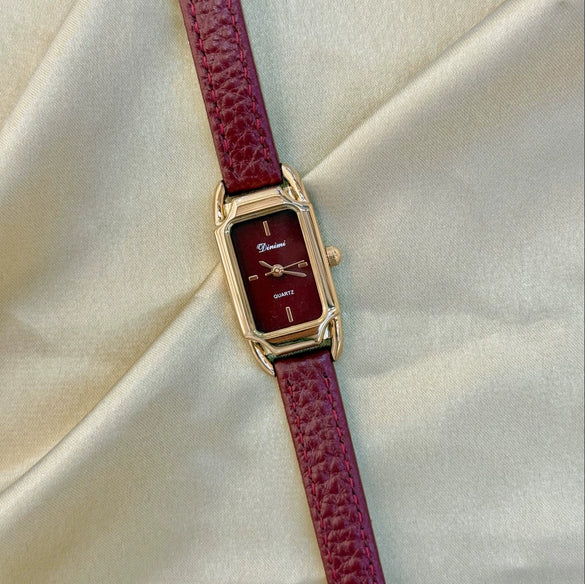 Vintage Women's Alloy And Belt Watch With Square Dial