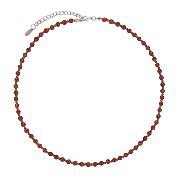 Vintage Women's Mixed Materials Crystal Beaded Necklace With Geometric Pattern And Polish Design
