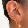 Vintage Women's Stainless Steel Earrings With Sun Pendant And Geometric Style Electroplated