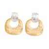 Vintageinspired Geometric Alloy Stud Earrings With Irregular Textured Pleated Design And Stainless Steel Posts