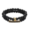 Volcanic Stone Geometric Style Handmade Elastic Cross Bracelet Unisex